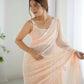 Attractive Looking Georgette Thread, Sequance Embroidery Work Party Wear Saree - Peach