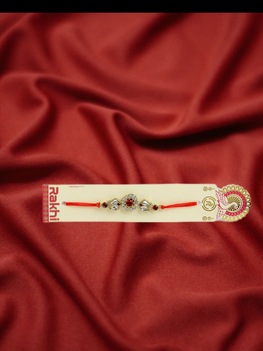 NVR Men Gold-Toned Stone-Studded Rakhi With Roli Chawal & Chocolate | Swadesiicart