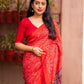 Red Silk Blend Ajrak Saree with Unstitched Blouse - Hiral Fashion | Swadesiicart
