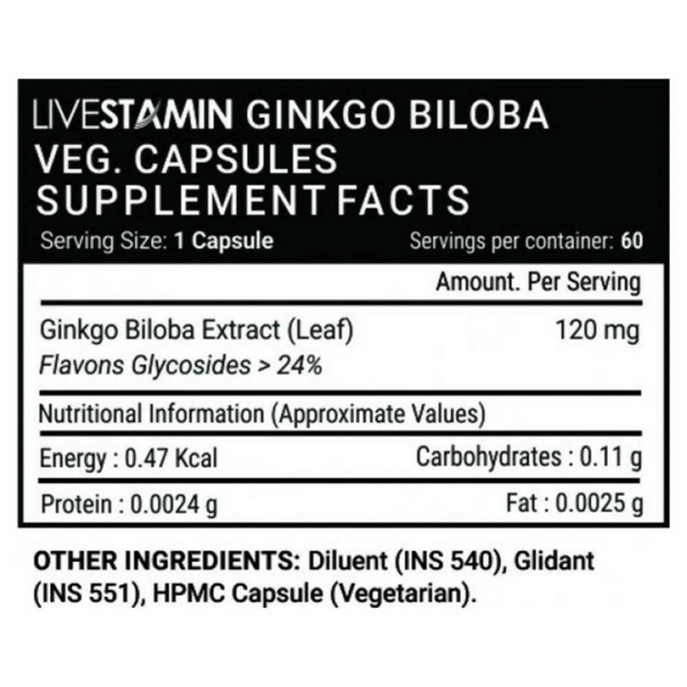 Livestamin Ginkgo Biloba Capsules - Swadesiicart