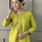 Lemon Viscose chanderi Stitched Suit With Dupatta - Tanisha | Swadesiicart