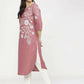 Cheera Embellished Daily Wear Cotton Blend Kurta - Peach - Swadesiicart