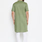 Even Apparels Green Color Pure Cotton Men's Kurta With Band Collar | Swadesiicart