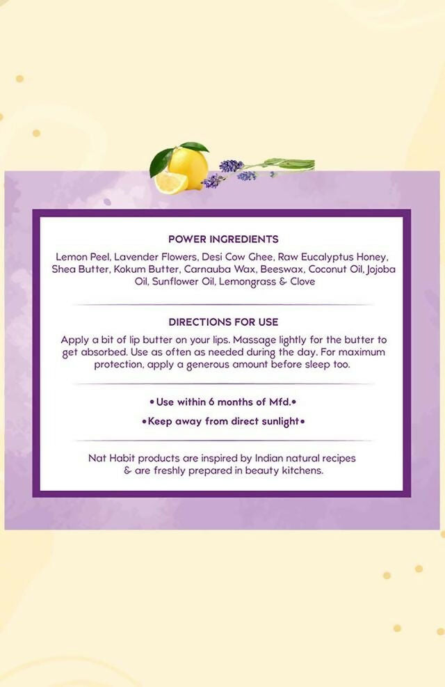 Nat Habit Lemon Lavender Lip Butter - Swadesiicart
