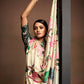 Beige Satin Digital Printed Saree with Unstitched Blouse Piece - Jodha