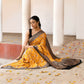 Joban Fashion Yellow Crepe Chiffon Pure Handloom Banarasi Silk Saree | Swadesiicart