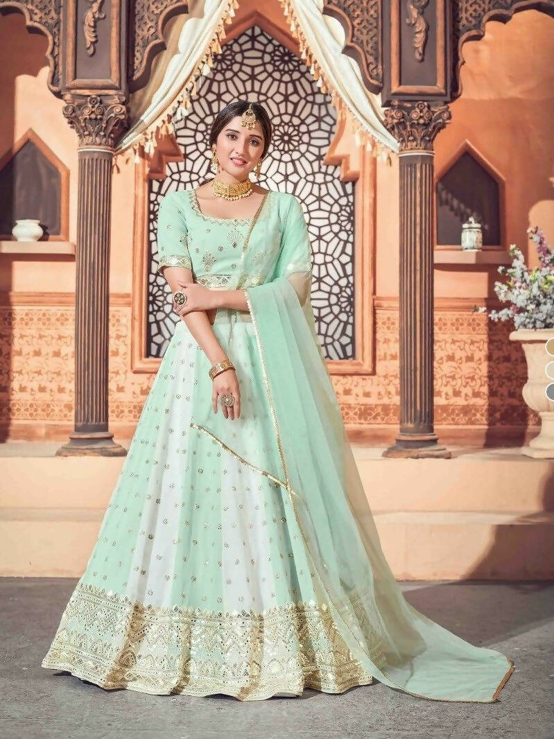 DEIANA'S Beautiful Thread Sequence Lehengha Choli - Pista | Swadesiicart