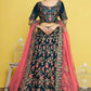 Blue Silk Semi-Stitched Wedding Bridal Lehenga - Nimaya