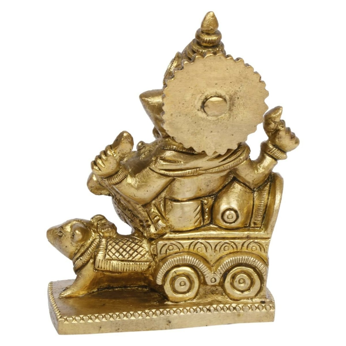 Artvarko Brass Ganesha Riding On Chariot Pulled By Rat Ganesh Ganpati Statue Idol - Swadesiicart