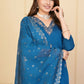 Rama Viscose Chanderi Embroidered Stitched Suit With Dupatta - Tanisha | Swadesiicart