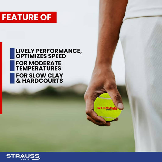 Strauss Cricket Tennis Balls - Yellow (Pack of 6) - Swadesiicart
