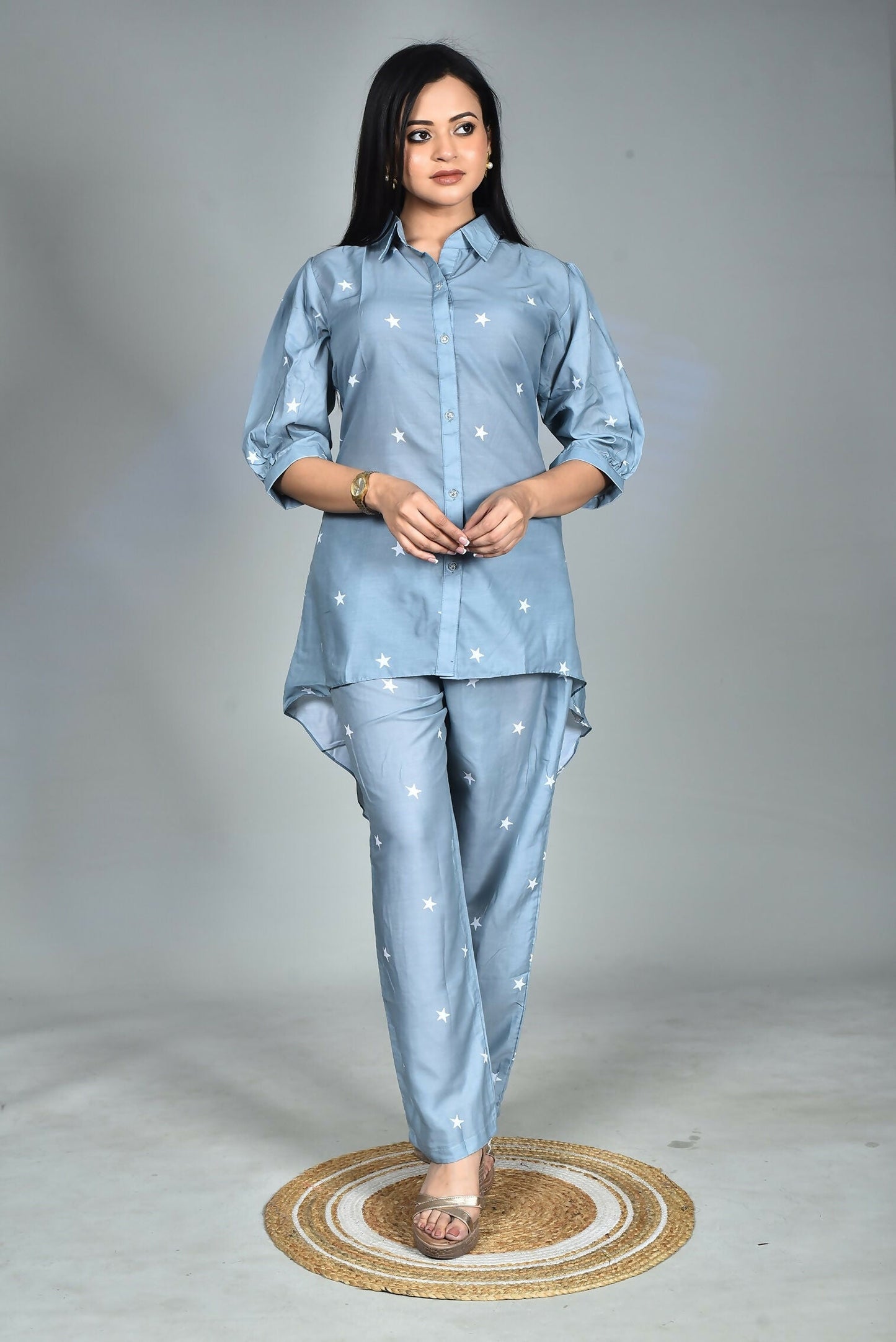 Morchari Digital Print Semi Muslin Co-Ord Set Top & Trouser-Multicolor - Swadesiicart
