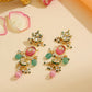 Ruby Raang 22k Gold Polished Blush Pink Kundan Earrings | Swadesiicart