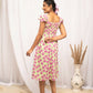 FIORRA Women's Pink Georgette Floral Printed Dress - Swadesiicart
