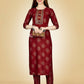 Jyoti Fashion Women's Maroon Viscose Rayon Embroidered Kurta Pant Set | Swadesiicart