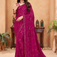 Aayaa Heavy Georgette Double Run Sequance Work Saree With Fitting Sequance Lace Border - Pink