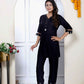 Miravan Women's Solid Black Rayon Co-Ord Set - Swadesiicart