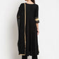 Rudra Bazaar Black Anarkali Kurti & Pyjamas With Duppata | Swadesiicart