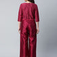 Ahalyaa Womens Burgundy crepe Printed Jumpsuit | Swadesiicart