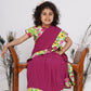 Little Bansi Girls Floral Print Ready to Wear Saree and Floral Blouse - Magenta | Swadesiicart
