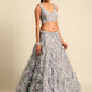 House of Panchhi Grey Organza Sequins & Zarkan embroidery Lehenga choli & Dupatta | Swadesiicart