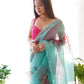 Vamsee Sabhysanchi Sky Organza Saree - Swadesiicart