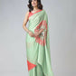 Vastranavya Mint Green & Coral Mandala Print Free Hand Ready to Wear Saree | Swadesiicart