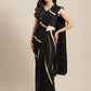 Ahalyaa Women's Black Georgette Gold Print Ready to Wear Saree | Swadesiicart