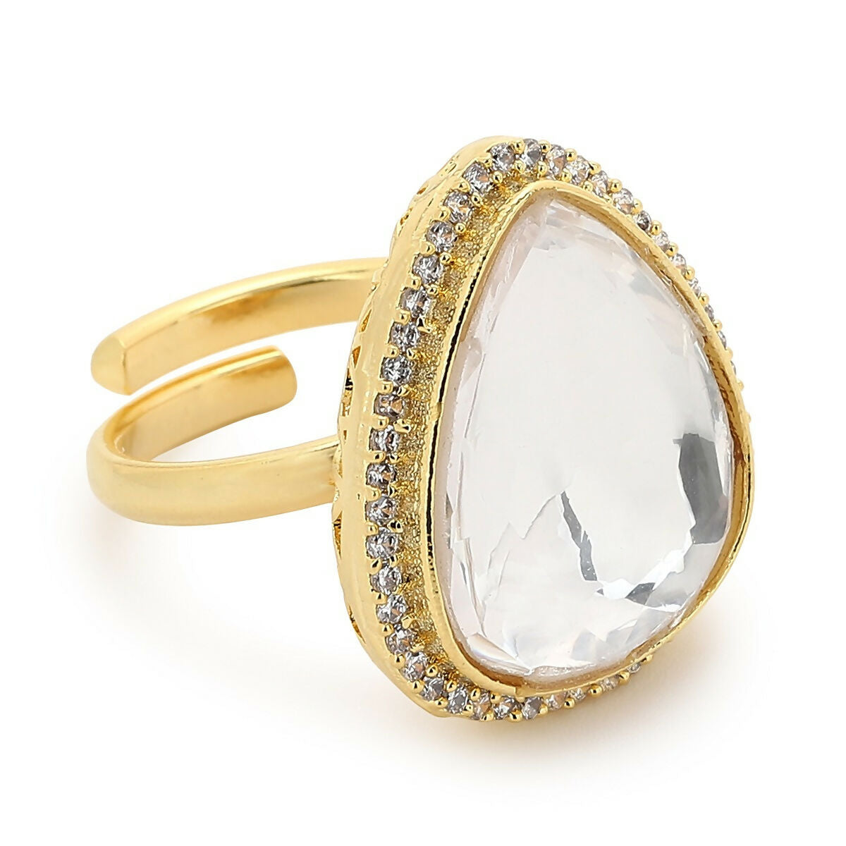 Silver Tone Kundan Cocktail Ring- Ruby Raang | Swadesiicart