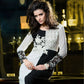 Blue & Black Georgette Floral Embroidered A-line Kurti - Missy