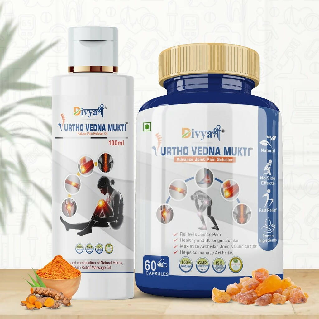 Divya Shree Urtho Vedna Mukti Capsule & Oil Ayurvedic Joint Pain Relief Kit - Jeevan Care Ayurveda