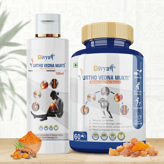 Divya Shree Urtho Vedna Mukti Capsule & Oil Ayurvedic Joint Pain Relief Kit - Jeevan Care Ayurveda