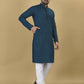 Anaita Teal Embroidered Rayon Straight Kurta