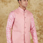 Bluesaanchi Men's Jacquard Pink Waistcoat | Swadesiicart