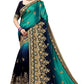 Sarvadarshi Fashion Women's Blue Barfi Silk Heavy lace Embroidery work Saree With blouse piece | Swadesiicart