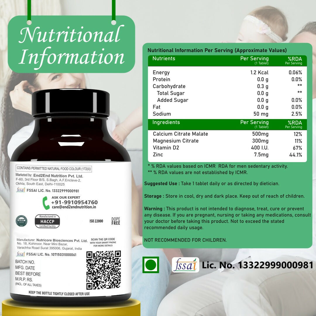 End2End Nutrition Calcium Vitamin D Tablets | Swadesiicart