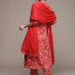 Anubhutee Red Floral Printed Pure Cotton Kurta with Trousers & With Dupatta | Swadesiicart