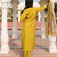 Jyoti Fashion Women's Yellow Cotton Silk Hand Work with Floral Printed Kurta Set | Swadesiicart