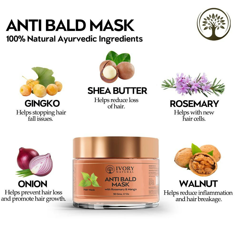 Ivory Natural Bald Mask For Hair - Hair Mask For Less Hair And Hair Thinning | Swadesiicart