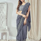Mahotsav Women's Grey Lycra Embellished Ready To Wear Saree With Stitched Blouse | Swadesiicart