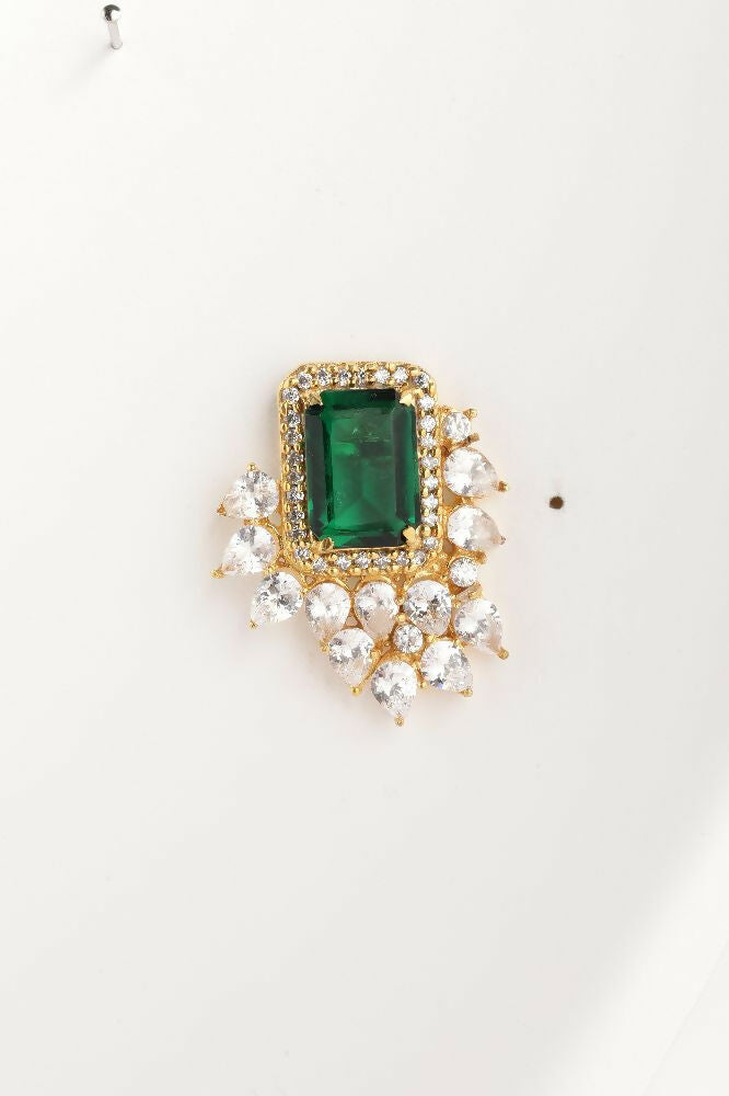 Nuyug 22K Gold Plated Emerald Fern Muse Stud Earrings | Swadesiicart