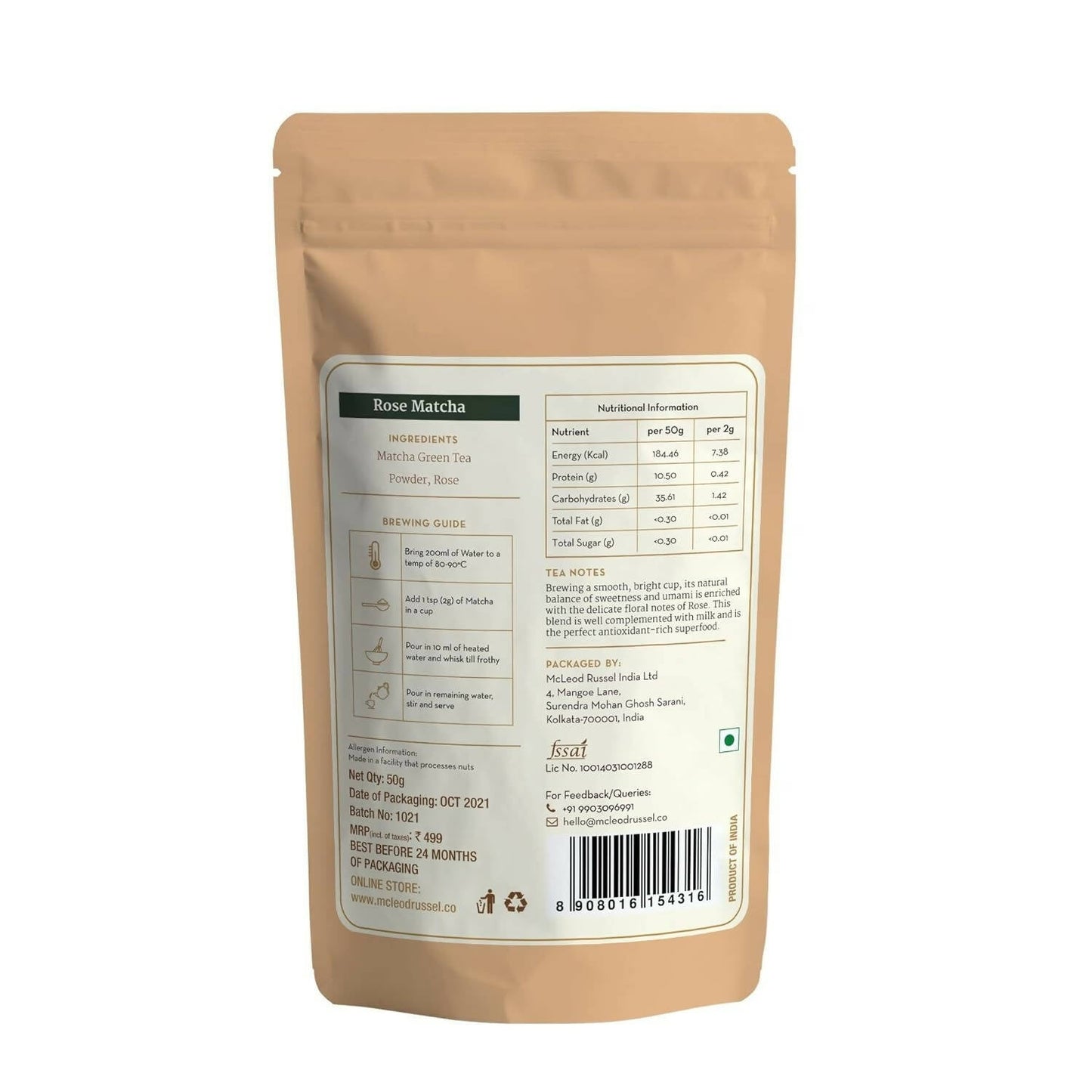 McLeod Russel 1869 Rose Matcha - 100% Pure Japanese Matcha Green Tea | Swadesiicart
