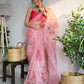 Vamsee Ramya Onion Organza Saree - Swadesiicart