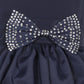 Asmaani Baby Girl's Navy Blue Color Satin Knee Length Frock (AS-DRESS-22015)