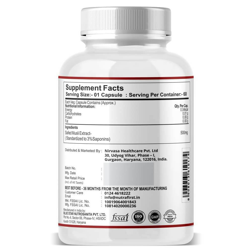 Nutrafirst Safed Musli Extract Capsules - Swadesiicart
