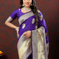 Lorenvalley Fashion Purple Soft Silk Woven Design Gold Zari Weaving Saree - Swadesiicart