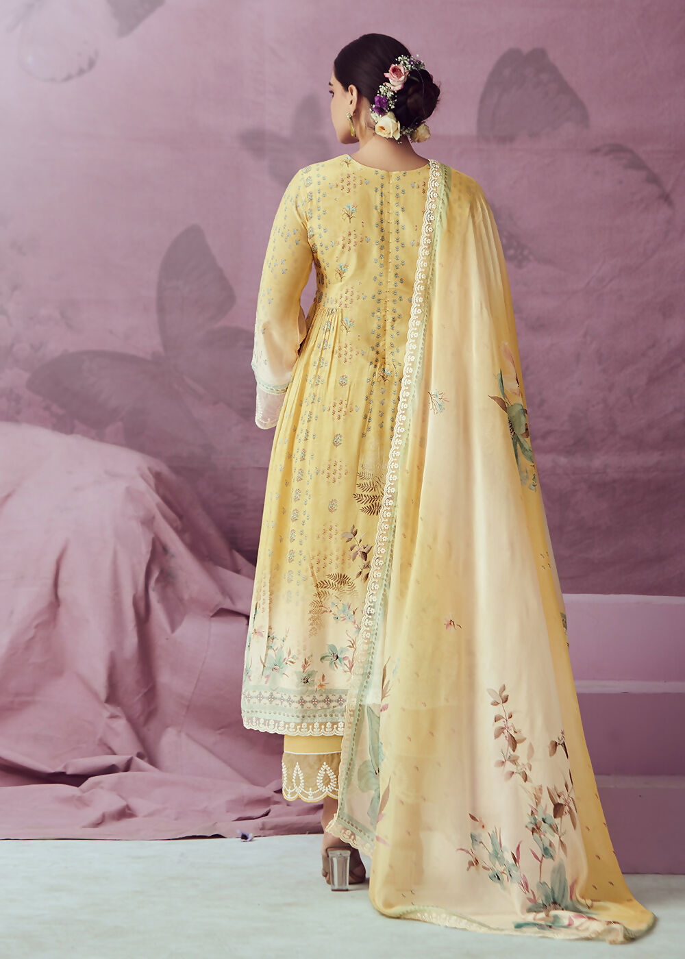 Yellow Muslin Cotton Printed Trendy Salwar Kurta Set - Emponline | Swadesiicart