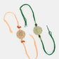 NVR Men Set of 2 Pink & Green Stone-Studded Rakhi With Roli Chawal | Swadesiicart