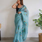 Vamsee Urvashi Blue Organza Saree - Swadesiicart
