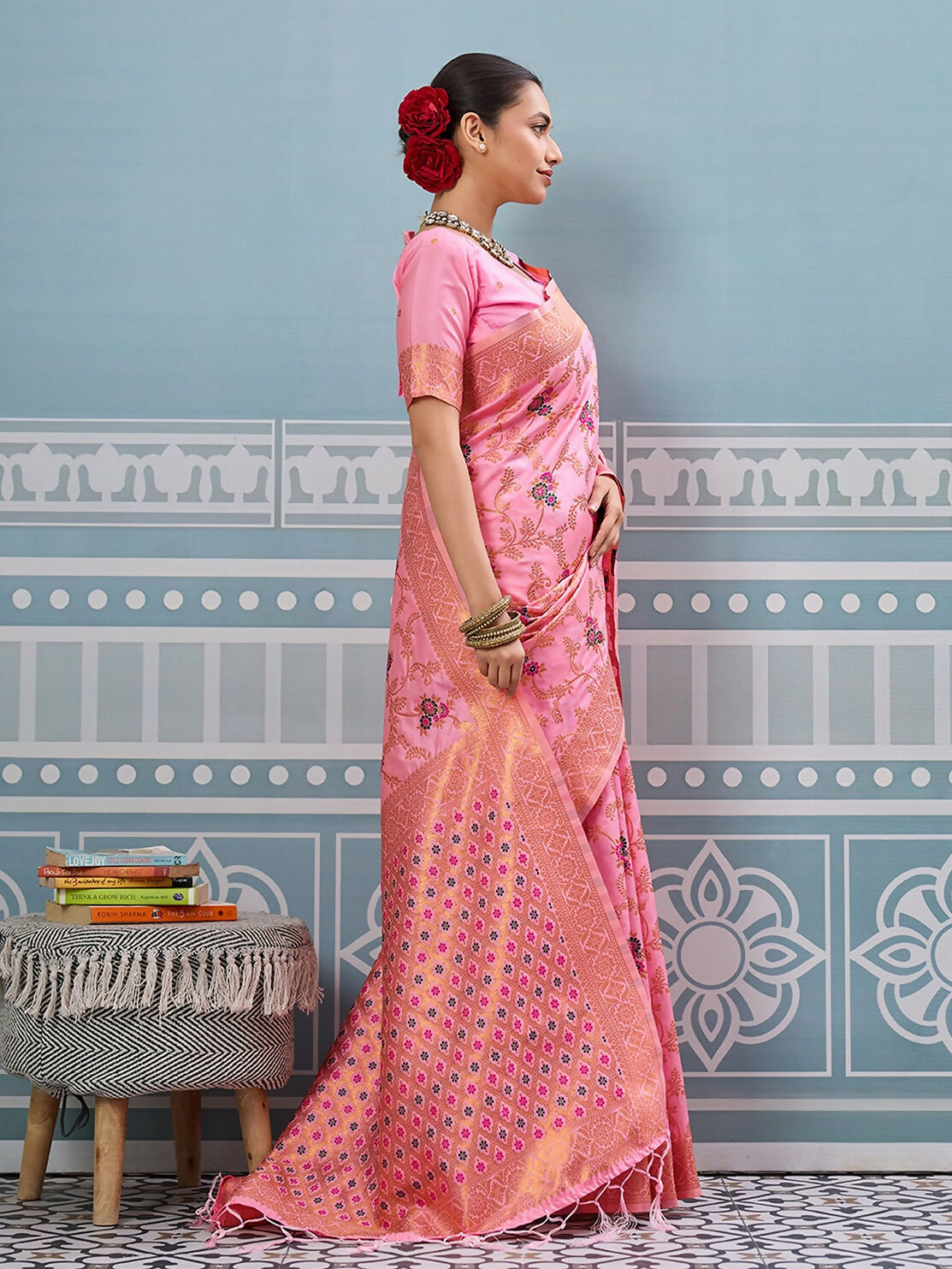 Shree Shyam Fashion Light Pink Silk Saree